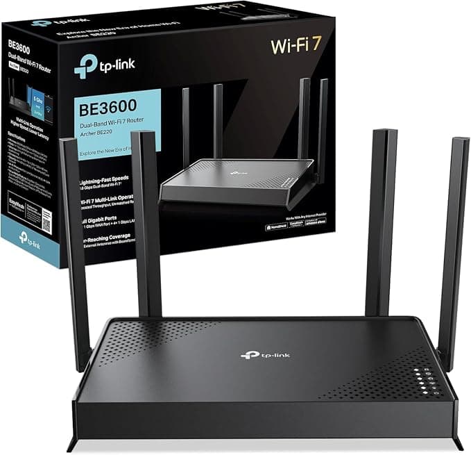TP-Link Archer BE220 - Router WiFi 7, Doble Banda, Puertos Gigabit [Clase de eficiencia energética A+]