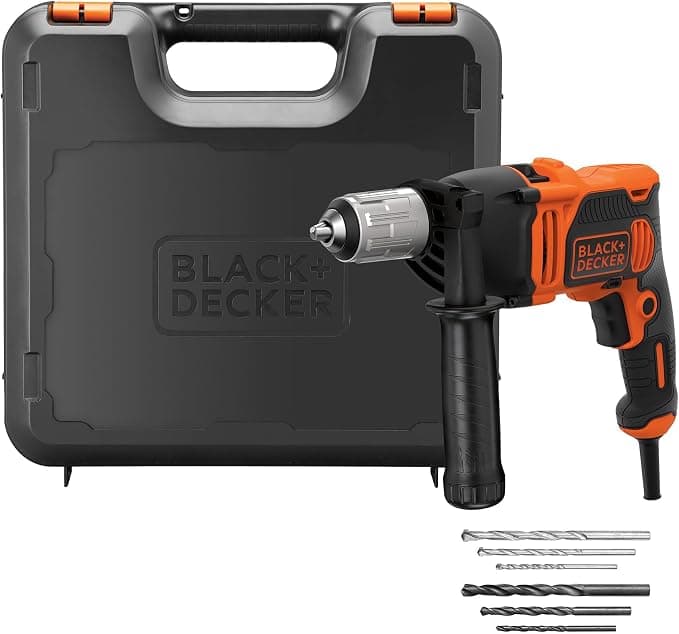 Taladro percutor Black+Decker + 6 brocas + caja