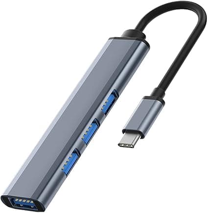 Hub USB C 4 en 1, Adaptador Multipuerto con 1 USB 3.0 y 3 USB 2.0, Compatible con MacBook, PS4, PS5